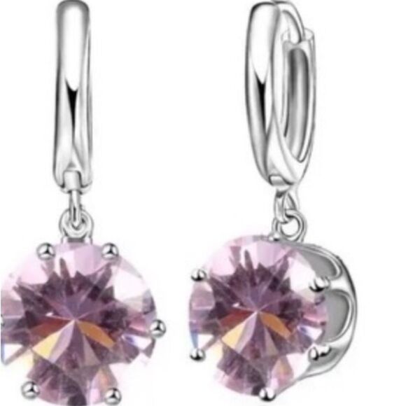 925 Sterling Silver Pink Zirconia Earrings & Necklace Jewelry Set Gift Boxed🆕 - Picture 2 of 4